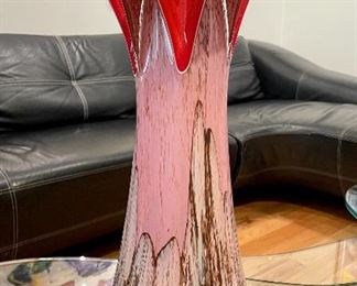 $30 - Red and Pink Glass Vase