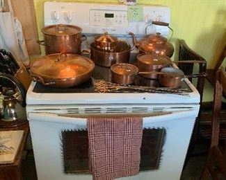 Kitchen 
Copper cookware
Frigidaire electric stove