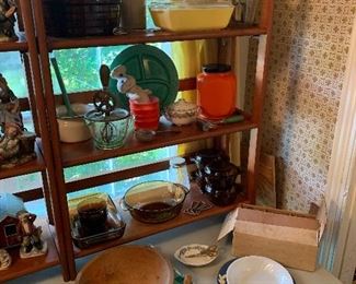 Upstairs Combo Room 
Vintage kitchen items
Pyrex
Wooden bowl