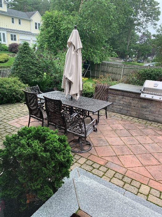 Bought at Sunline in Danvers. Style is called Florence. Patio dining set 6 chairs and umbrella