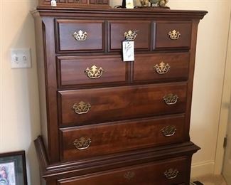 Broyhill tall chest, jewerly box, lamp