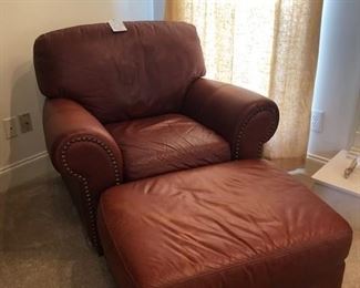 Leather chair and ottoman