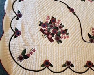 108" square (9') hand appliqued & quilted spread  