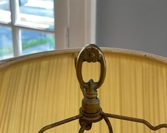 Pair of mid-century solid carved brass table lamps with Koi fish detailing. Circa 1950. Hong Kong. Photo 4 of 4.