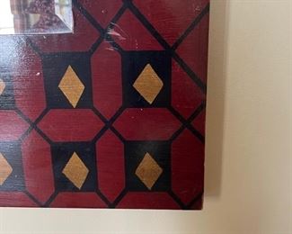 Hand-painted red, gold and black harlequin mirror. Measures 45" W x 36" H. Photo 2 of 2.