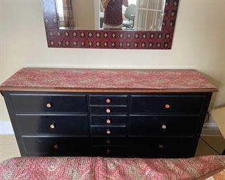 Vaughan-Basset solid wood bureau. Measures 66" W x 18" D x 32" H.