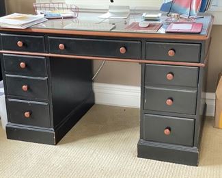 Vintage 1940s solid wood desk with dovetail joints. Measures 48" W x 28" D x 30" H.