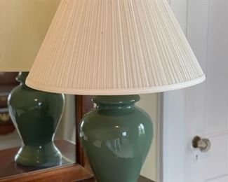 Green table lamp. Update with modern white shade!