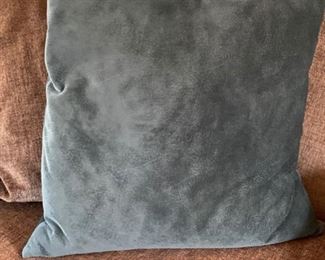 Ultra-suede down-filled pillows. Measures 18" x 18" - two available.