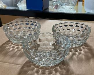 Whitehall or Jeanette 6" clear cubist bowls - 3 available.