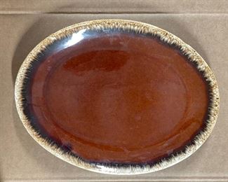 Hull Pottery brown drip glaze oval platter 12" inch oven proof. Photo 1 of 2.