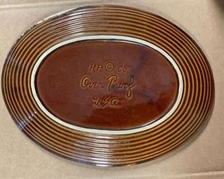 Hull Pottery brown glazed oval platter 12" inch oven proof. Photo 2 of 2.