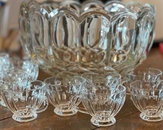 Antique American Glass punch bowl with 12 cups. Photo 1 of 2.