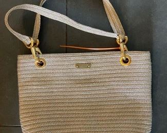 Eric Javits woven metallic gold and silver handbag.