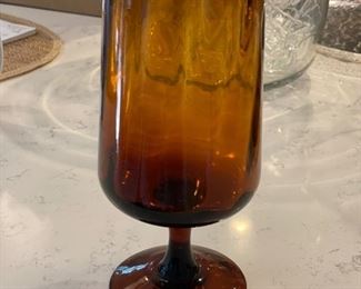 Vintage 8.5" H amber glass hurricane.
