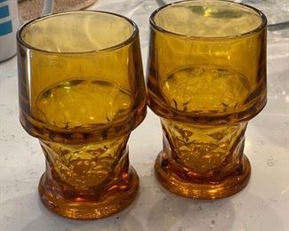Pair of vintage Anchor Hocking Georgian 9-oz flat tumblers.