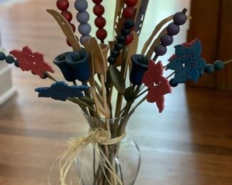 Bouquet of carved wood flowers.