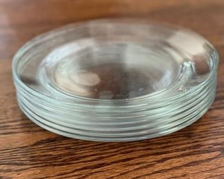 Set of 20 clear glass salad and 20 clear glass dinner plates.