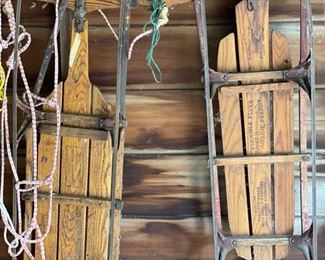 Vintage Flexible Flyer Junior Racer & Airline Pursuit sleds.