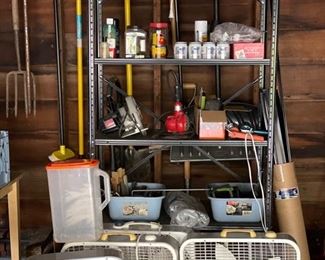 Full garage! Fans, power tools, ladders, paint samples, hand tools, etc.