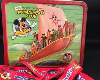 Vintage Mickey Mouse Club Lunch Box and Lanyard