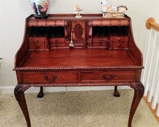 Vintage Mahogany Chippendale Canter Style Writing Desk with hidden compartments!