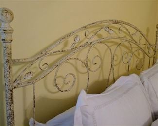 Vintage Iron bed, frame,  distressed look, queen with mattress set