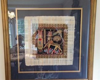 Nicely Framed Egyptian Papyrus Art, Signed!