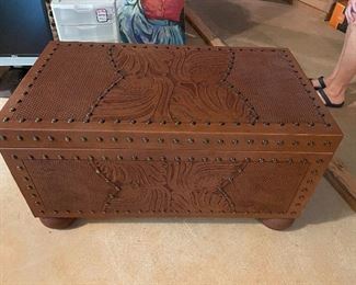 Vintage “The American West - Heritage Collection” tooled leather chest. Never used in excellent like new condition.
