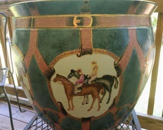 16"x18" Large Fishbowl planter with Horses and jockey motif