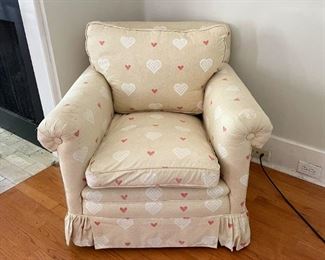 Vintage Skirted, Upholstered Armchair (Hearts)