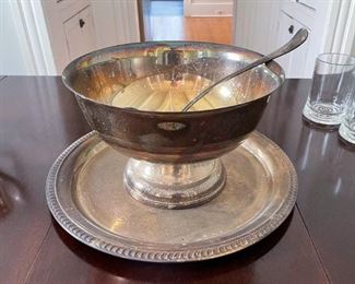 Silver Plate / Silverplate Punch Bowl & Serving Platter