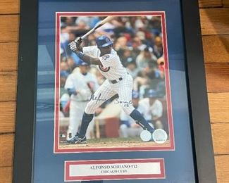 Framed Autographed Photo (Alfonso Soriano, Chicago Cubs)