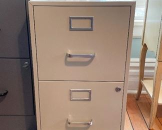Beige Metal 2-Drawer File Cabinet