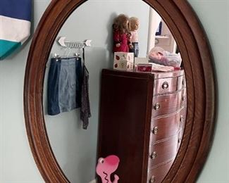 Oval Wood Framed Wall Mirror