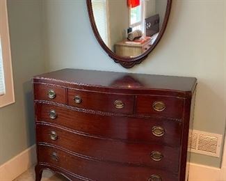 Vintage Chest of Drawers / Dresser, Wall Mirror