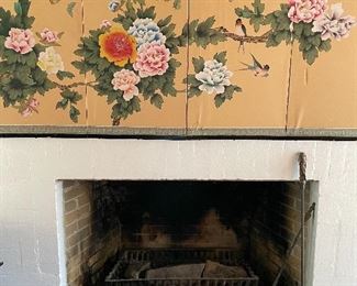 Silk screen & brass fireplace fender