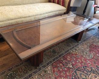 Passage door coffee table with glass top - $125
