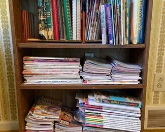 Brown Wooden Bookshelf with Cookbooks Magazines