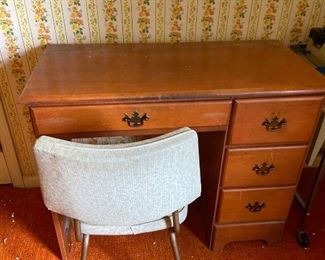 Brown Wooden Desk with Chair