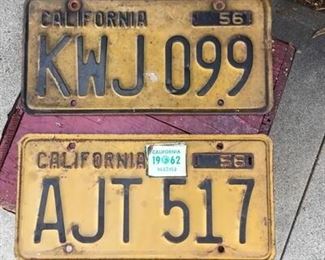 Vintage California Yellow and Black License Plates