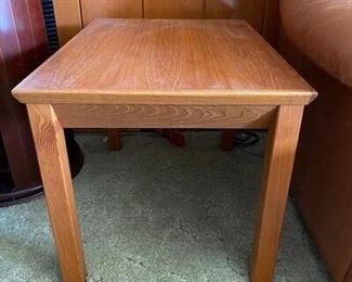 Light Finish Wood Rectangle Side End Table