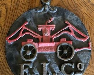 Vintage Cast Iron Fire Insurance Co Round Sign