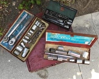 Set of 3 Vintage Socket Ratchet Sets Mixed Variety