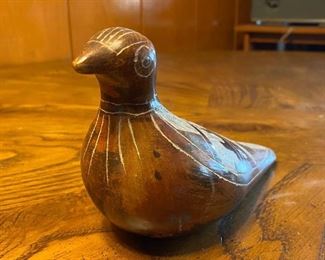 Vintage Etched Southwestern Pottery Dove Bird Figurine