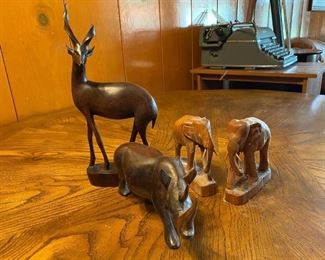 Carved Wood Wild Animal Figurine Lot