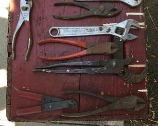 Vintage Hand Tool Lot Wrenches Pliers