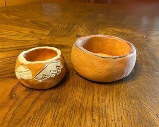 Handmade Primitive Style Clay Pottery Bowls