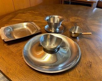 Vintage Mid Century Stainless Steel Serving Pieces Denmark