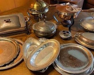 Lot of Various Silverplate Serving Dishes and Platters